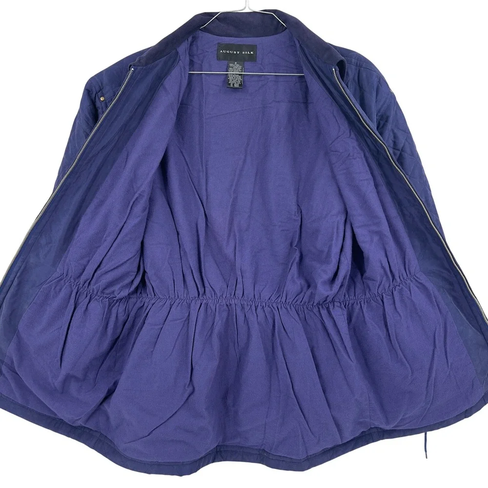 Vintage 90s August Silk Cobalt Purple Quilted Barn Jacket Field‎ Coat S